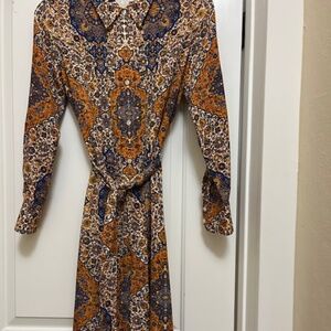 Tory Burch Soiree Pleated Silk Shirtdress Size 00